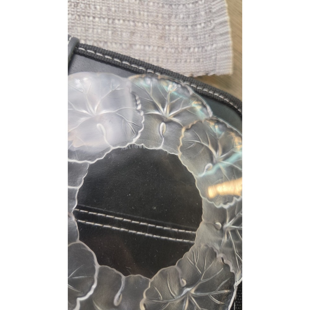 Lalique france on the bottom Honfleur Deep Saucer With Geranium Design - Picture 7 of 8